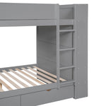 Full Over Full Wood Bunk Bed with Storage Drawers and Multi-Layer Cabinet, Gray | Just Better Bunk Beds - View 15