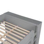 Full Over Full Wood Bunk Bed with Storage Drawers and Multi-Layer Cabinet, Gray | Just Better Bunk Beds - View 16