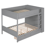 Full Over Full Wood Bunk Bed with Storage Drawers and Multi-Layer Cabinet, Gray | Just Better Bunk Beds - View 10