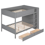 Full Over Full Wood Bunk Bed with Storage Drawers and Multi-Layer Cabinet, Gray | Just Better Bunk Beds - View 13
