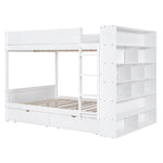Full Over Full Wood Bunk Bed with Storage Drawers and Multi-Layer Cabinet, White | Just Better Bunk Beds - View 10