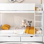 Full Over Full Wood Bunk Bed with Storage Drawers and Multi-Layer Cabinet, White | Just Better Bunk Beds - View 20