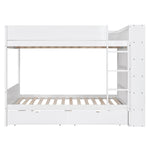 Full Over Full Wood Bunk Bed with Storage Drawers and Multi-Layer Cabinet, White | Just Better Bunk Beds - Detail View