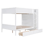 Full Over Full Wood Bunk Bed with Storage Drawers and Multi-Layer Cabinet, White | Just Better Bunk Beds - View 14
