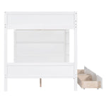 Full Over Full Wood Bunk Bed with Storage Drawers and Multi-Layer Cabinet, White | Just Better Bunk Beds - View 8