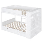 Full Over Full Wood Bunk Bed with Storage Drawers and Multi-Layer Cabinet, White | Just Better Bunk Beds - View 6