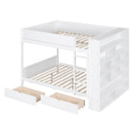 Full Over Full Wood Bunk Bed with Storage Drawers and Multi-Layer Cabinet, White | Just Better Bunk Beds - View 5
