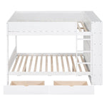 Full Over Full Wood Bunk Bed with Storage Drawers and Multi-Layer Cabinet, White | Just Better Bunk Beds - Assembly View