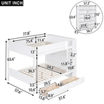 Full Over Full Wood Bunk Bed with Storage Drawers and Multi-Layer Cabinet, White | Just Better Bunk Beds - View 7