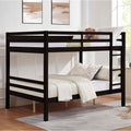 Full Over Full Wood Bunk Bed with Thick Posts, High Guardrail, Ladder in Espresso | Just Better Bunk Beds