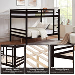 Full Over Full Wood Bunk Bed with Thick Posts, High Guardrail, Ladder in Espresso | Just Better Bunk Beds - Assembly View