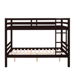 Full Over Full Wood Bunk Bed with Thick Posts, High Guardrail, Ladder in Espresso | Just Better Bunk Beds - View 9