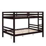 Full Over Full Wood Bunk Bed with Thick Posts, High Guardrail, Ladder in Espresso | Just Better Bunk Beds - View 11