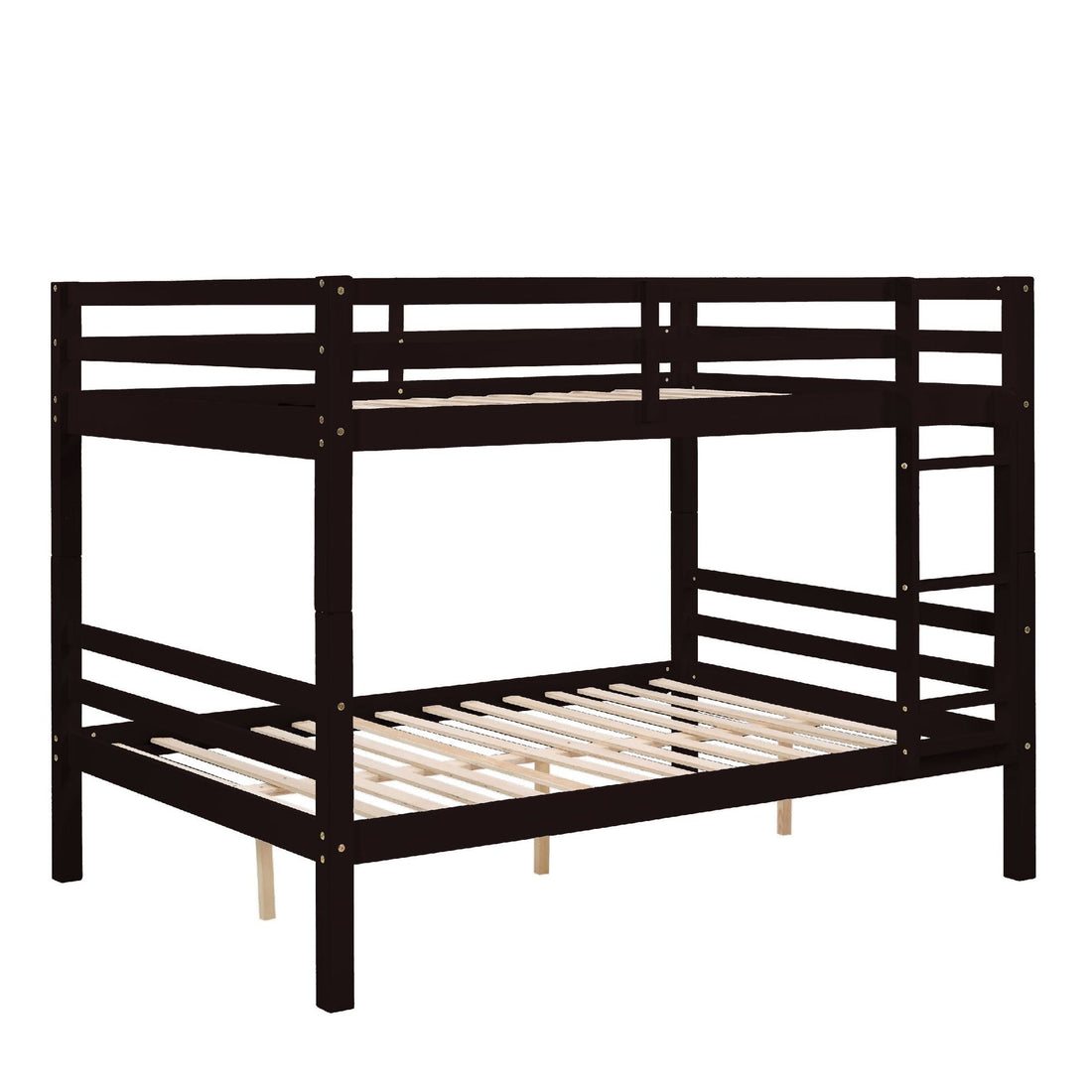 Full Over Full Wood Bunk Bed with Thick Posts, High Guardrail, Ladder in Espresso | Just Better Bunk Beds - View 11