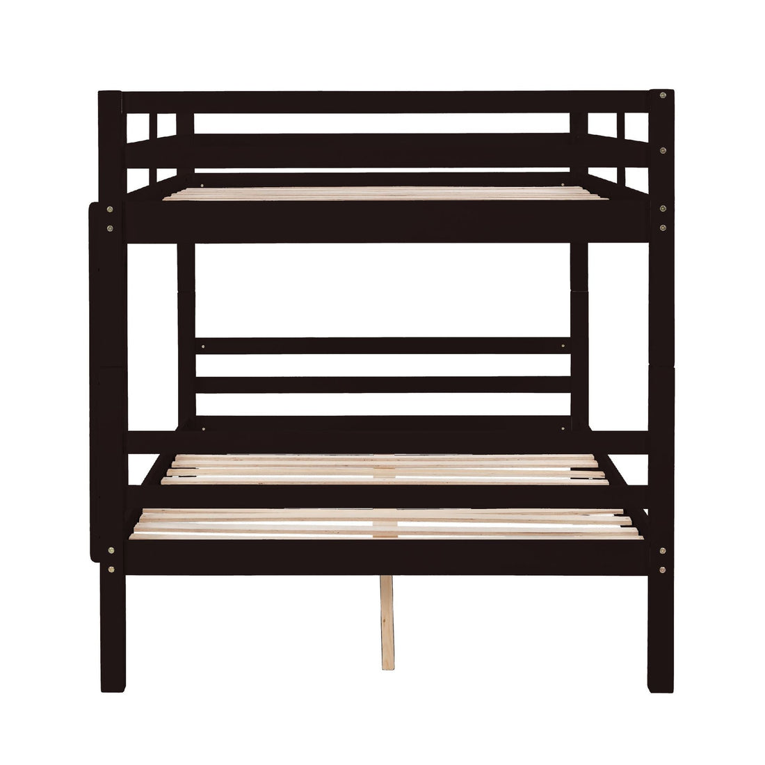 Full Over Full Wood Bunk Bed with Thick Posts, High Guardrail, Ladder in Espresso | Just Better Bunk Beds - View 10