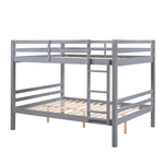 Full Over Full Wood Bunk Bed with Thick Posts, High Guardrail, Ladder in Grey | Just Better Bunk Beds - View 8