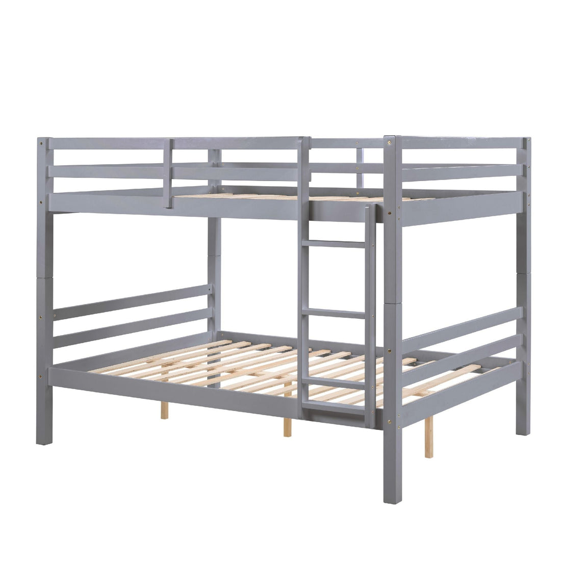 Full Over Full Wood Bunk Bed with Thick Posts, High Guardrail, Ladder in Grey | Just Better Bunk Beds - View 8