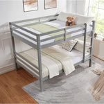 Full Over Full Wood Bunk Bed with Thick Posts, High Guardrail, Ladder in Grey | Just Better Bunk Beds - Detail View