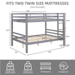 Full Over Full Wood Bunk Bed with Thick Posts, High Guardrail, Ladder in Grey | Just Better Bunk Beds - View 6