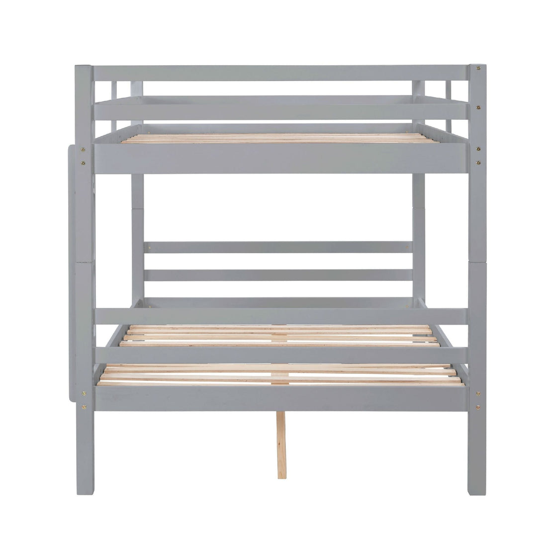 Full Over Full Wood Bunk Bed with Thick Posts, High Guardrail, Ladder in Grey | Just Better Bunk Beds - View 10