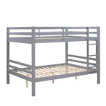 Full Over Full Wood Bunk Bed with Thick Posts, High Guardrail, Ladder in Grey | Just Better Bunk Beds - View 11