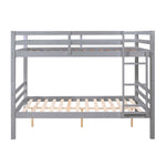Full Over Full Wood Bunk Bed with Thick Posts, High Guardrail, Ladder in Grey | Just Better Bunk Beds - View 9