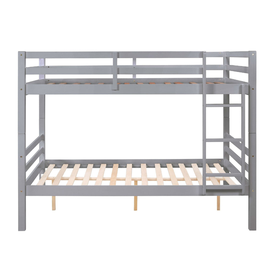 Full Over Full Wood Bunk Bed with Thick Posts, High Guardrail, Ladder in Grey | Just Better Bunk Beds - View 9