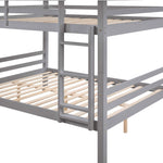 Full Over Full Wood Bunk Bed with Thick Posts, High Guardrail, Ladder in Grey | Just Better Bunk Beds - View 12