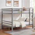 Full Over Full Wood Bunk Bed with Thick Posts, High Guardrail, Ladder in Grey | Just Better Bunk Beds