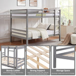 Full Over Full Wood Bunk Bed with Thick Posts, High Guardrail, Ladder in Grey | Just Better Bunk Beds - Assembly View