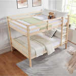 Full Over Full Wood Bunk Bed with Thick Posts, High Guardrail, Ladder, Natural Finish | Just Better Bunk Beds - Detail View