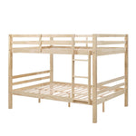 Full Over Full Wood Bunk Bed with Thick Posts, High Guardrail, Ladder, Natural Finish | Just Better Bunk Beds - View 10