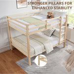 Full Over Full Wood Bunk Bed with Thick Posts, High Guardrail, Ladder, Natural Finish | Just Better Bunk Beds - View 5