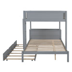 Full Over Full Wood Bunk Bed with Trundle, Storage Drawers, Desk, Gray | Just Better Bunk Beds - View 15