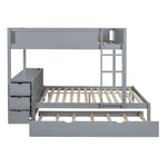 Full Over Full Wood Bunk Bed with Trundle, Storage Drawers, Desk, Gray | Just Better Bunk Beds - View 11