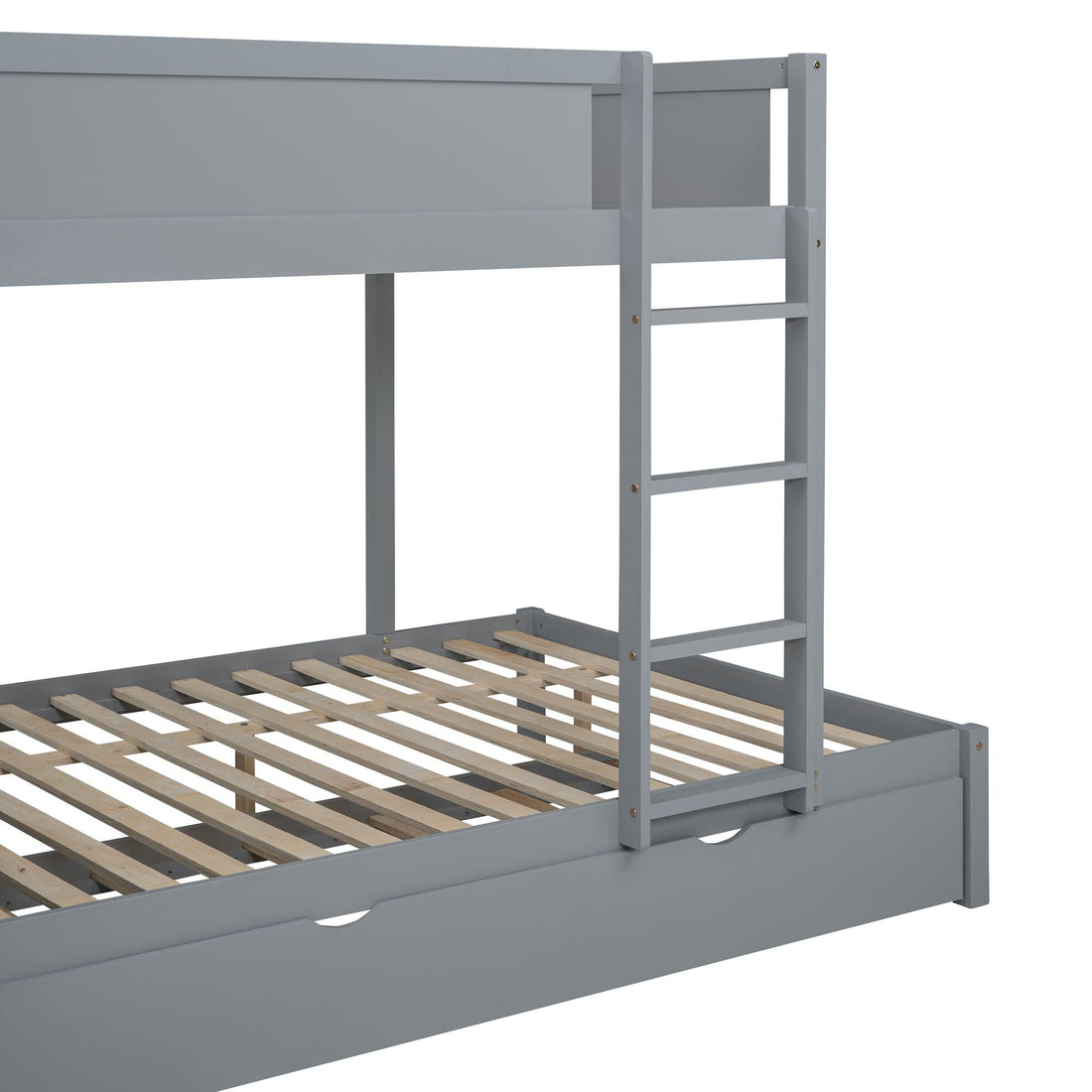 Full Over Full Wood Bunk Bed with Trundle, Storage Drawers, Desk, Gray | Just Better Bunk Beds - View 18