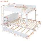 Full Over Full Wood Bunk Bed with Twin Trundle, Desk, and Storage Drawers in White | Just Better Bunk Beds - View 14