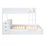 Full Over Full Wood Bunk Bed with Twin Trundle, Desk, and Storage Drawers in White | Just Better Bunk Beds - Assembly View