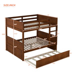 Full Over Full Wood Bunk Bed with Twin Trundle Walnut Storage Space-Saving Design | Just Better Bunk Beds - View 12