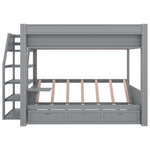 Full Size Wood Convertible Bunk Bed with Storage Staircase, Bedside Table, and 3 Drawers Gray | Just Better Bunk Beds - View 19