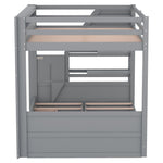 Full Size Wood Convertible Bunk Bed with Storage Staircase, Bedside Table, and 3 Drawers Gray | Just Better Bunk Beds - View 5