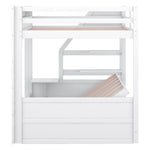 Full Size Wood Convertible Bunk Bed with Storage Staircase, Bedside Table, and 3 Drawers Gray | Just Better Bunk Beds - View 22