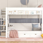 Full Size Wood Convertible Bunk Bed with Storage Staircase, Bedside Table, and 3 Drawers Gray | Just Better Bunk Beds - View 31