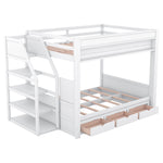 Full Size Wood Convertible Bunk Bed with Storage Staircase, Bedside Table, and 3 Drawers Gray | Just Better Bunk Beds - View 35