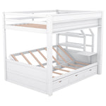 Full Size Wood Convertible Bunk Bed with Storage Staircase, Bedside Table, and 3 Drawers Gray | Just Better Bunk Beds - View 39