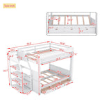 Full Size Wood Convertible Bunk Bed with Storage Staircase, Bedside Table, and 3 Drawers Gray | Just Better Bunk Beds - View 38