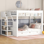 Full Size Wood Convertible Bunk Bed with Storage Staircase, Bedside Table, and 3 Drawers Gray | Just Better Bunk Beds - View 40