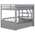 Full Size Wood Convertible Bunk Bed with Storage Staircase, Bedside Table, and 3 Drawers Gray | Just Better Bunk Beds - View 13