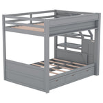 Full Size Wood Convertible Bunk Bed with Storage Staircase, Bedside Table, and 3 Drawers Gray | Just Better Bunk Beds - View 8