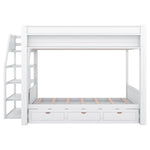 Full Size Wood Convertible Bunk Bed with Storage Staircase, Bedside Table, and 3 Drawers Gray | Just Better Bunk Beds - View 28